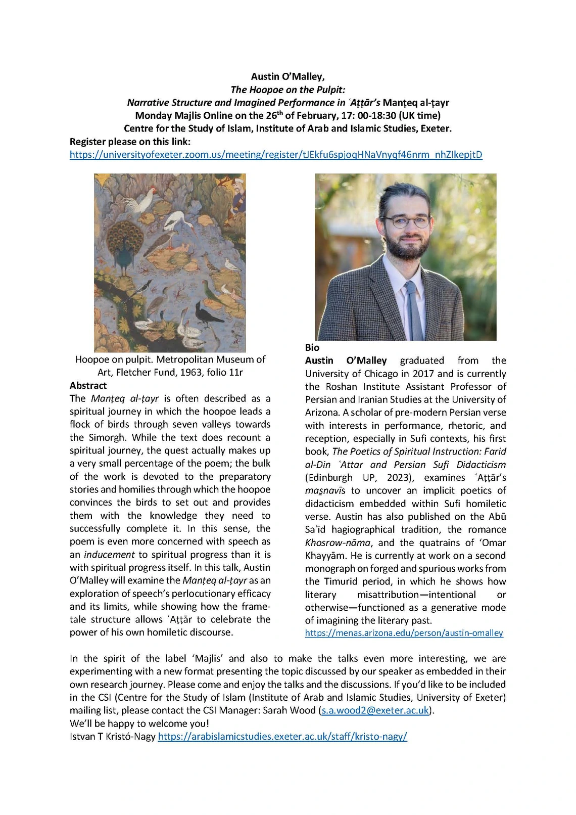 A talk by Dr. Austin O'Malley 
