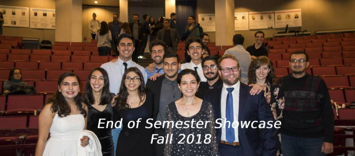 group of students and faculty standing together at 2018 Persian Showcase